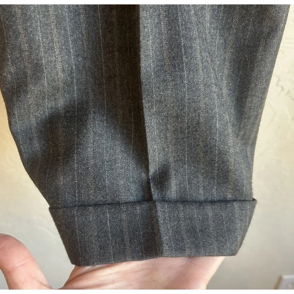 Hickey‎ Freeman 42L 38x33 Gray Multi-Stripe Mens 100% Worsted Wool Luxury Suit